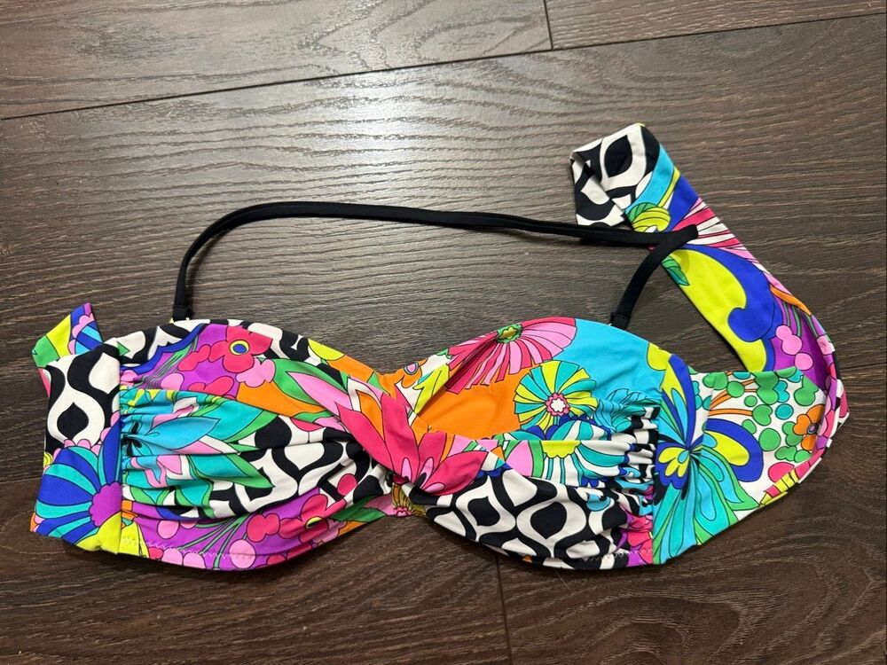 Trina Turk Women’s 6 Patterned Bandeau Halter Swim Top